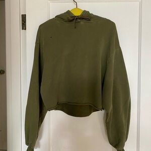 FRAME Easy cropped Hoodie - Olive Green (Women’s XS)